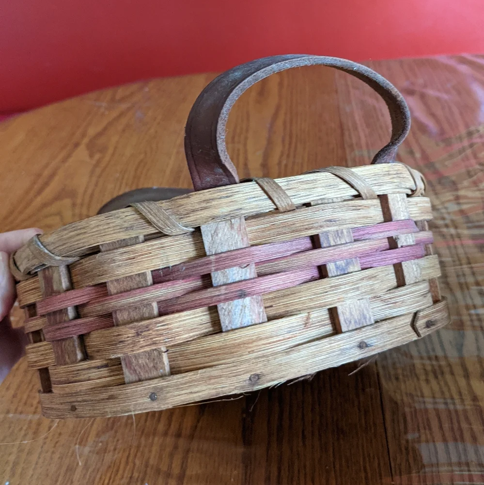Woven Wooden Round Basket with handles